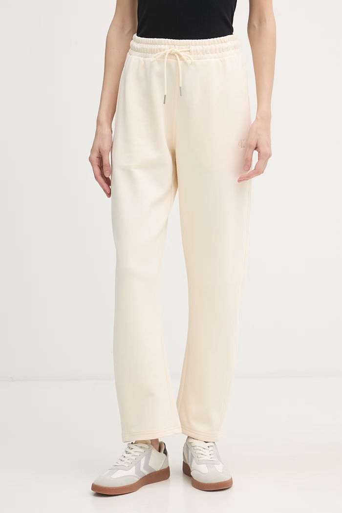 Calvin Klein Jeans teplákové nohavice dámske bavlnené béžová LV047F210G