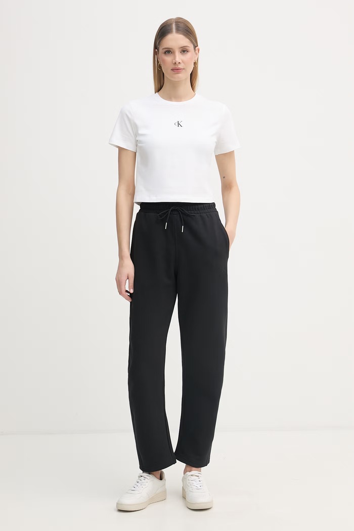 Calvin Klein Jeans teplákové nohavice dámske bavlnené LV047F210G čierna SS26