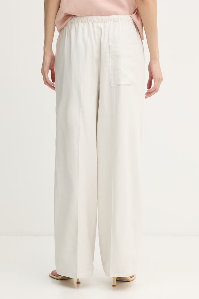 Odzież Calvin Klein Jeans spodnie damskie z lnem LV047F631G beżowy