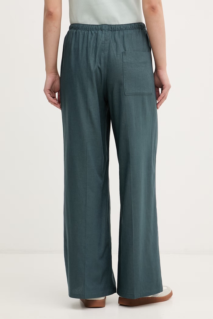 Oblačila Calvin Klein Jeans hlače ženske z lanom LV047F631G turkizna
