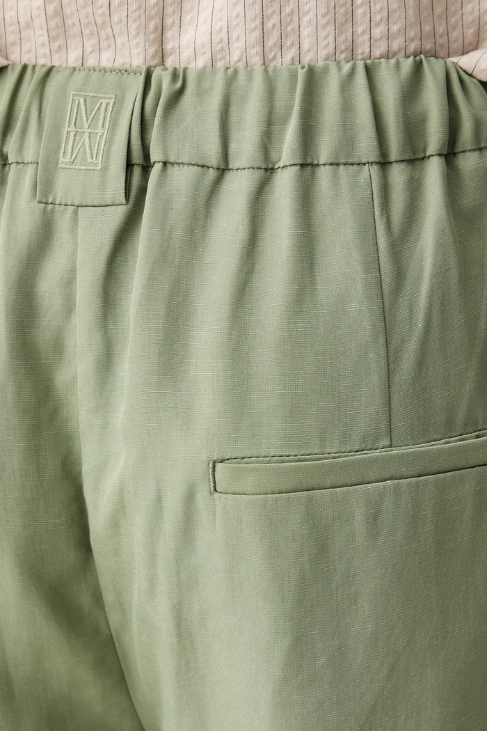 Marc O'Polo spodnie wide leg damskie z lnem zielony 5000013087