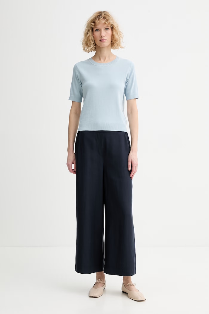 Marc O'Polo pantaloni din amestec de in 5000013088 bleumarin SS26