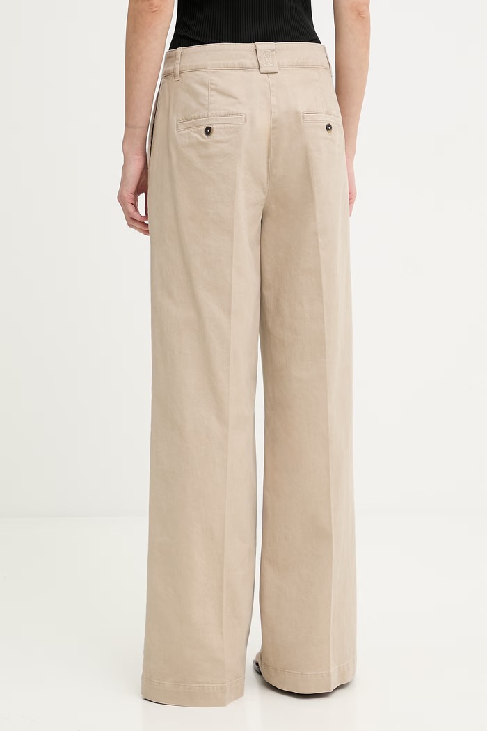 Îmbrăcăminte Marc O'Polo pantaloni wide leg pentru femei, din bumbac 5000013203 bej