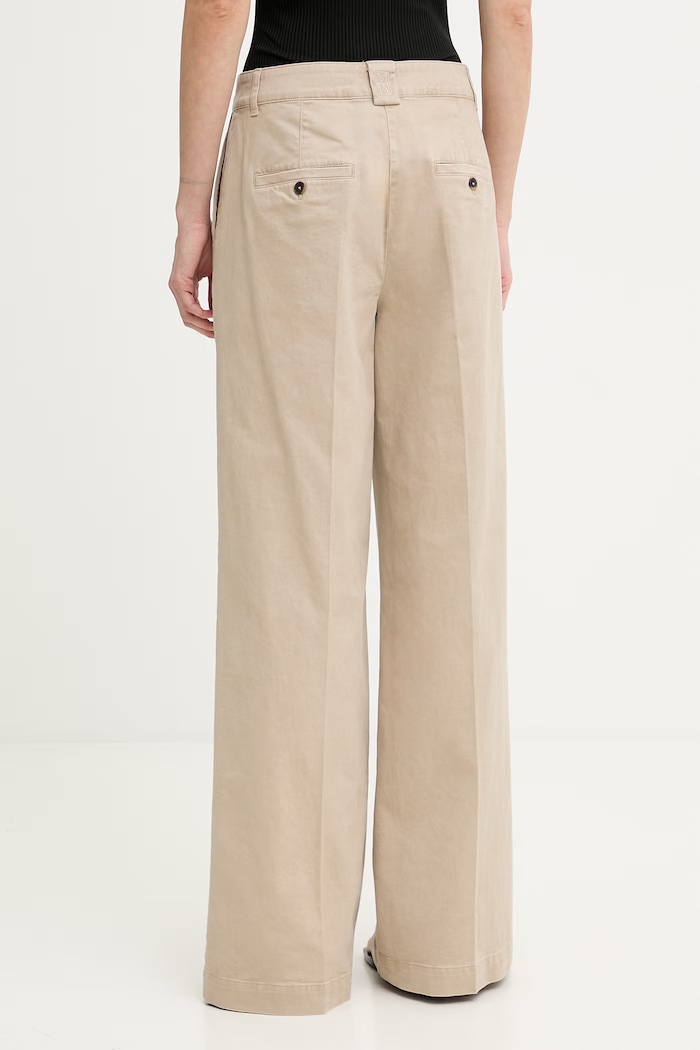 Îmbrăcăminte Marc O'Polo pantaloni wide leg pentru femei, din bumbac 5000013203 bej