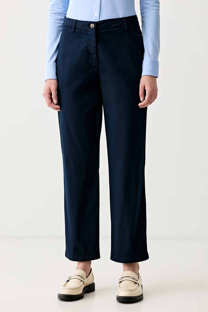 Tommy Hilfiger pantaloni pentru femei, cu bumbac bleumarin WW0WW49647