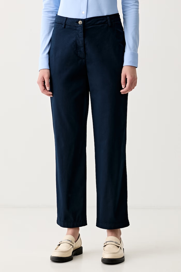 Tommy Hilfiger spodnie damskie z bawełną granatowy WW0WW49647