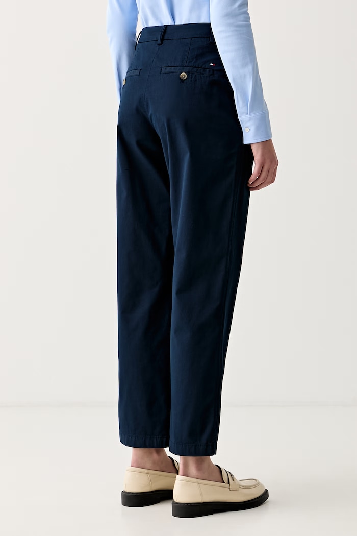 Îmbrăcăminte Tommy Hilfiger pantaloni pentru femei, cu bumbac WW0WW49647 bleumarin