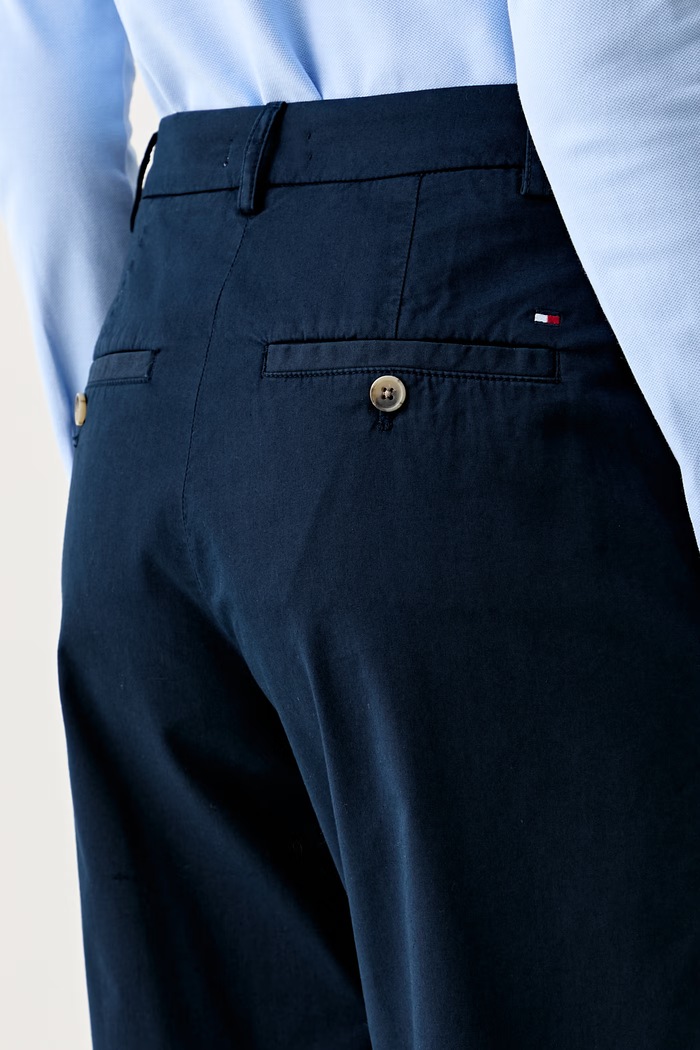 Tommy Hilfiger pantaloni pentru femei, cu bumbac bleumarin WW0WW49647