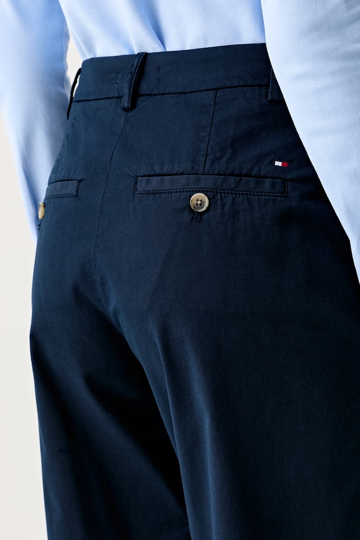 Tommy Hilfiger pantaloni pentru femei, cu bumbac bleumarin WW0WW49647