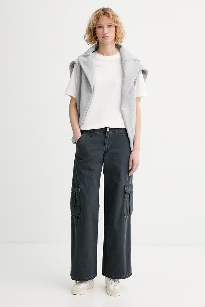 Levi's spodnie damskie bawełniane SUPERLOW LOOSE CARGO ND 005FX.0002 czarny SS26