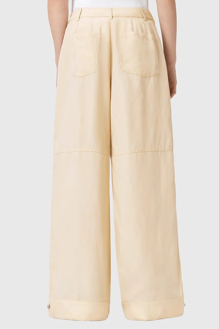 Nohavice s prímesou ľanu AllSaints SHERELL W012TE béžová SS26