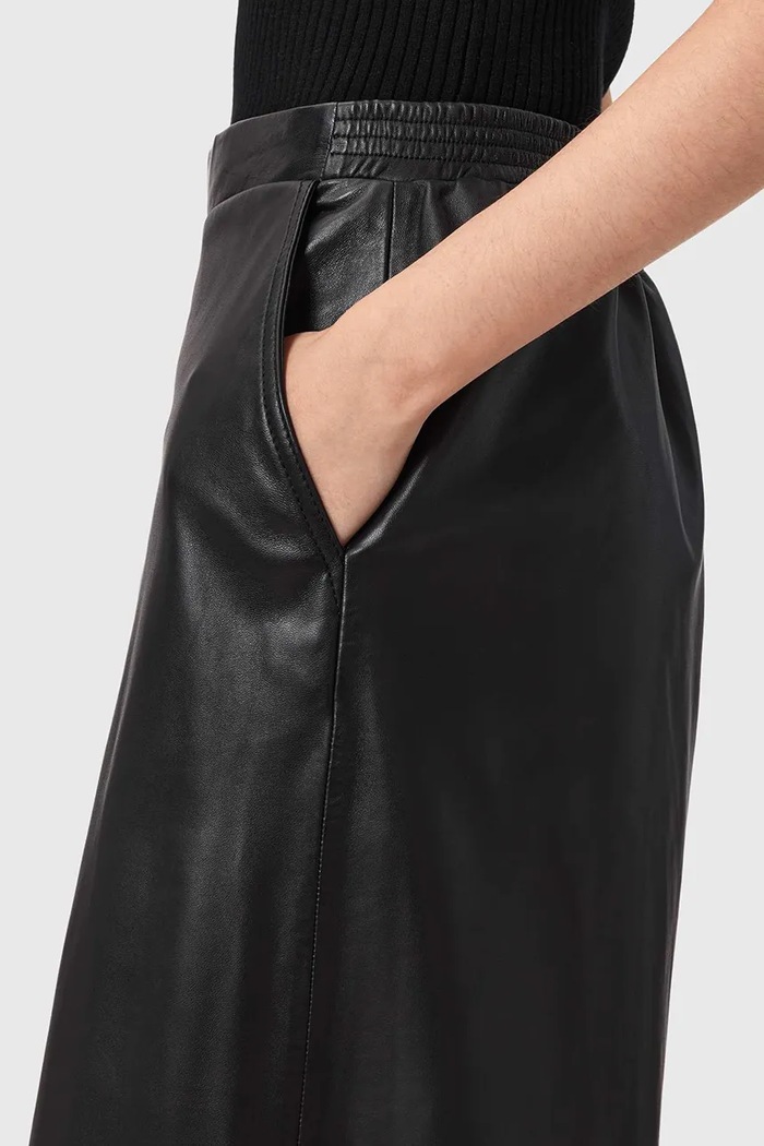Kožené nohavice AllSaints ETTA čierna W015TE