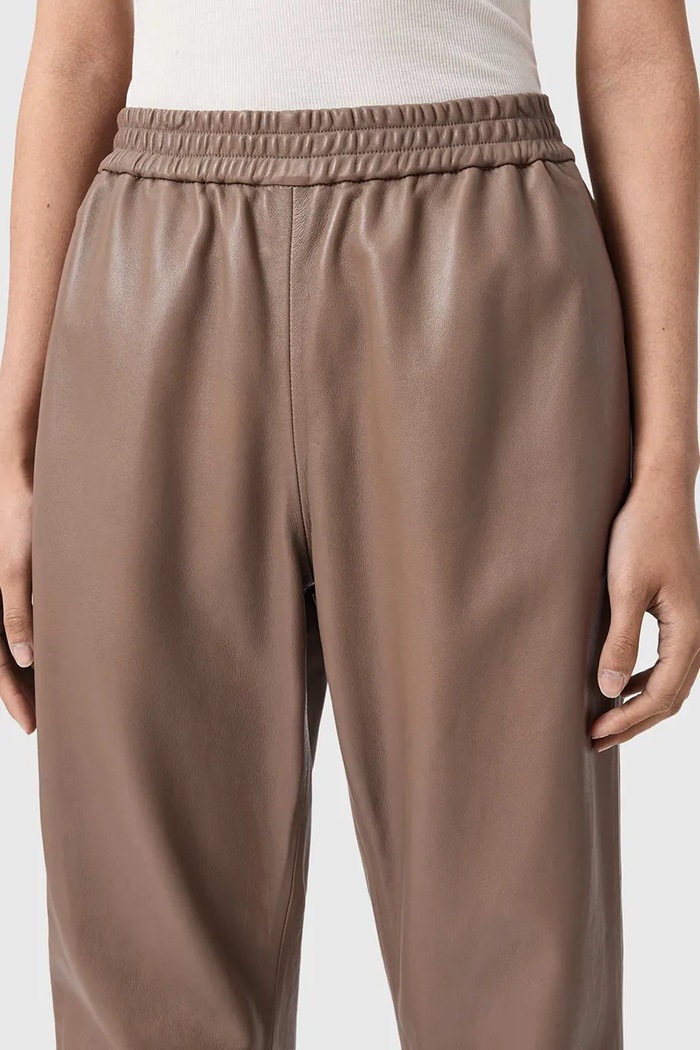 Δερμάτινο παντελόνι AllSaints JEN καφέ W064TE
