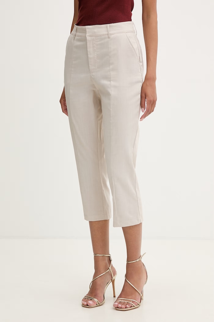 Guess spodnie capri damskie z wiskozą CHRISSY beżowy W6GB24.W2097