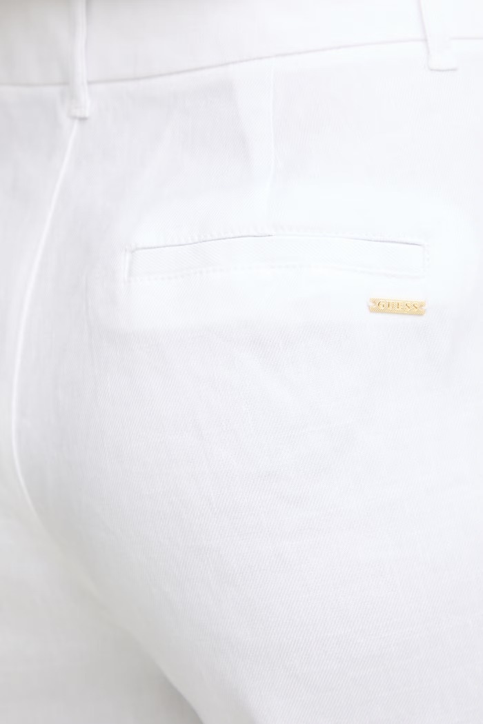 Guess spodnie straight damskie z lnem CARLA biały W6GB43.W2840