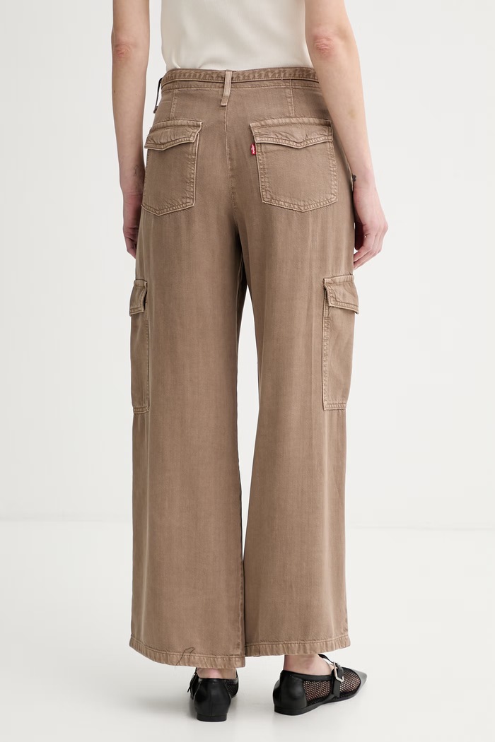 Odzież Levi's spodnie damskie z lyocellem BAGGY DAD CARGO 003IN.0006 brązowy
