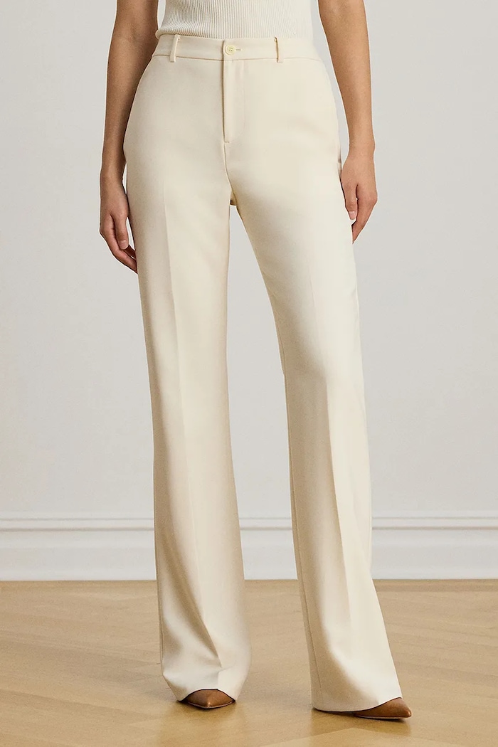 Lauren Ralph Lauren spodnie straight damskie beżowy 200P08857