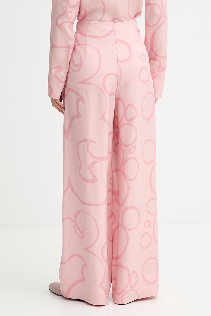 Odzież Marimekko spodnie wide leg damskie z wiskozy 095131 różowy