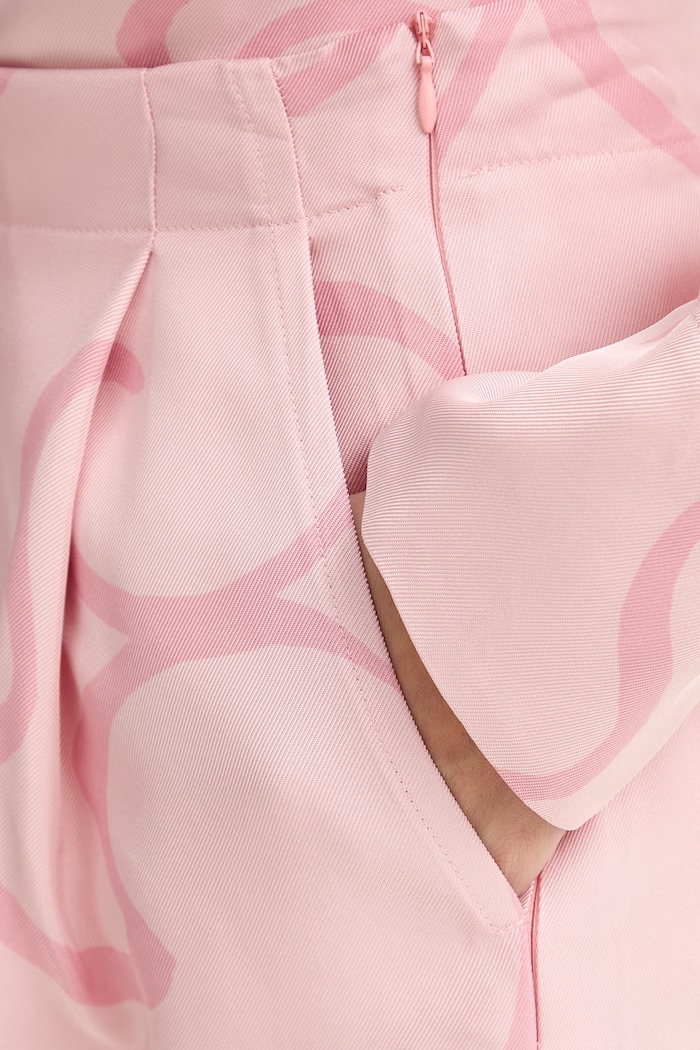 Marimekko spodnie wide leg damskie z wiskozy różowy 095131