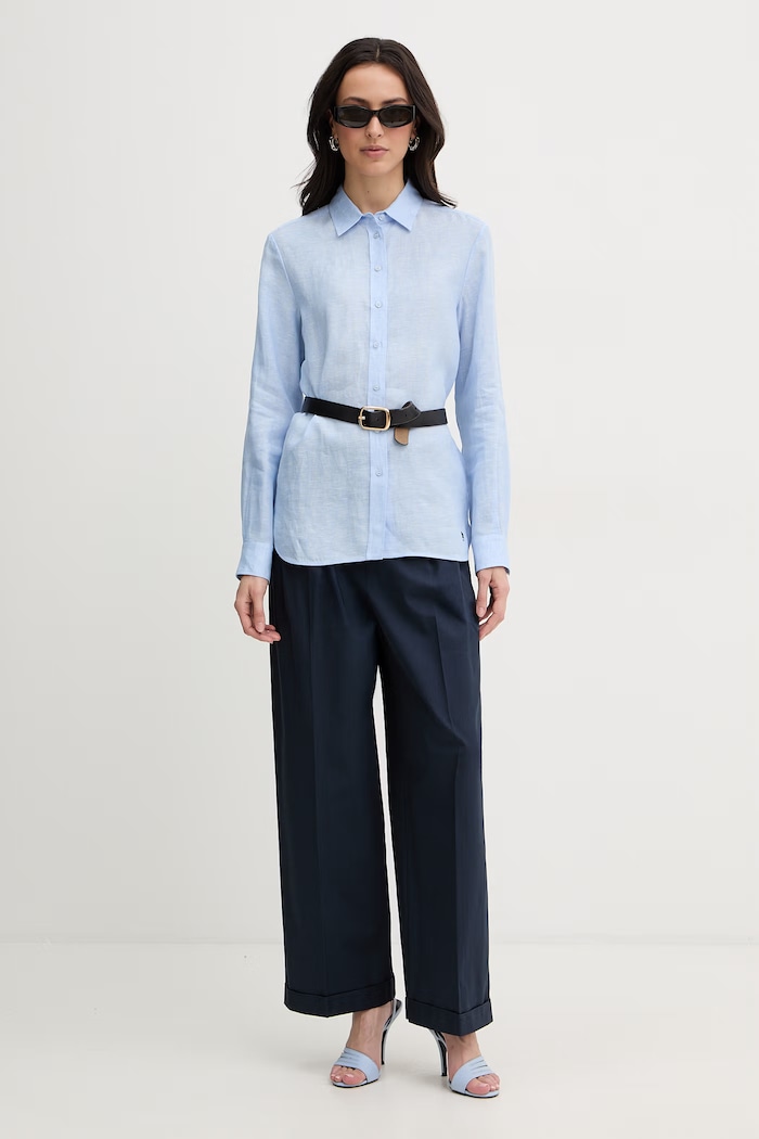 Max&Co. nohavice dámske bavlnené s elastanom MCOAFONE 2616131023200 tmavomodrá SS26