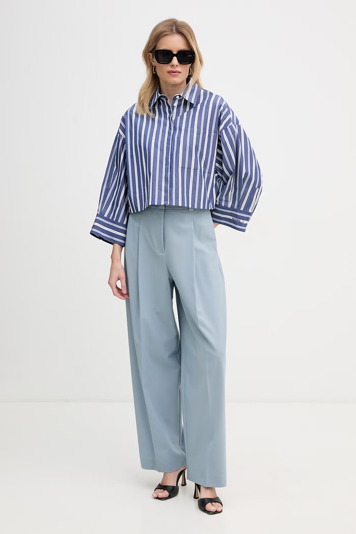 Max&Co. Oblekové nohavice dámske s vlnou MCOFONTE 2616131063200 modrá SS26