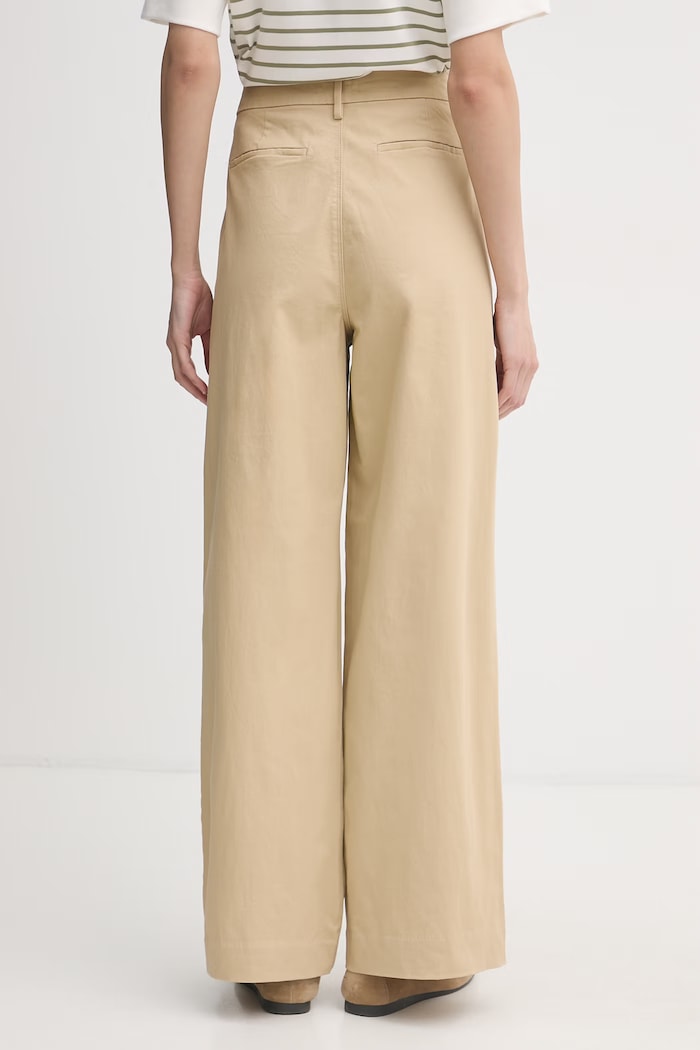 Oblečenie U.S. Polo Assn. nohavice dámske s bavlnou FULL LENGTH WIDE LEG WUP2260 béžová