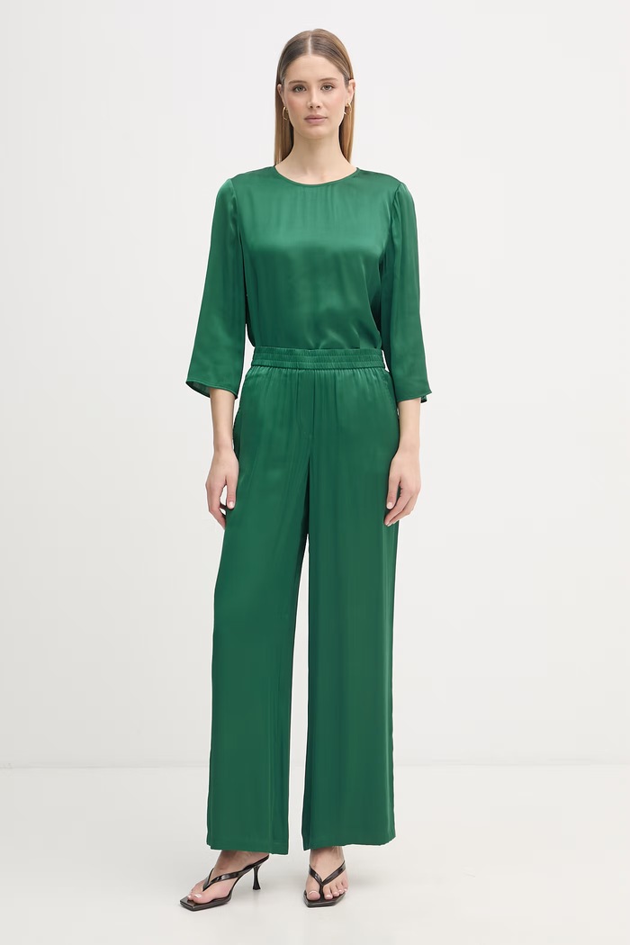 Marc Aurel Pantaloni palazzo femeiești cu vâscoză 1308A11098 verde SS26