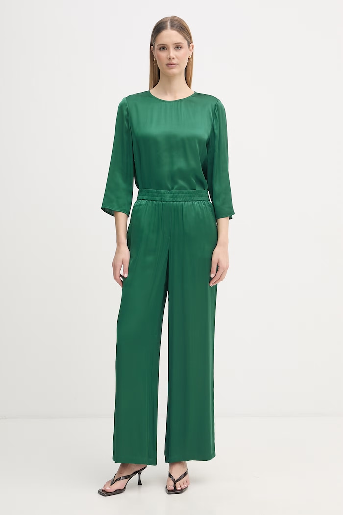 Marc Aurel Pantaloni palazzo femeiești cu vâscoză 1308A11098 verde SS26