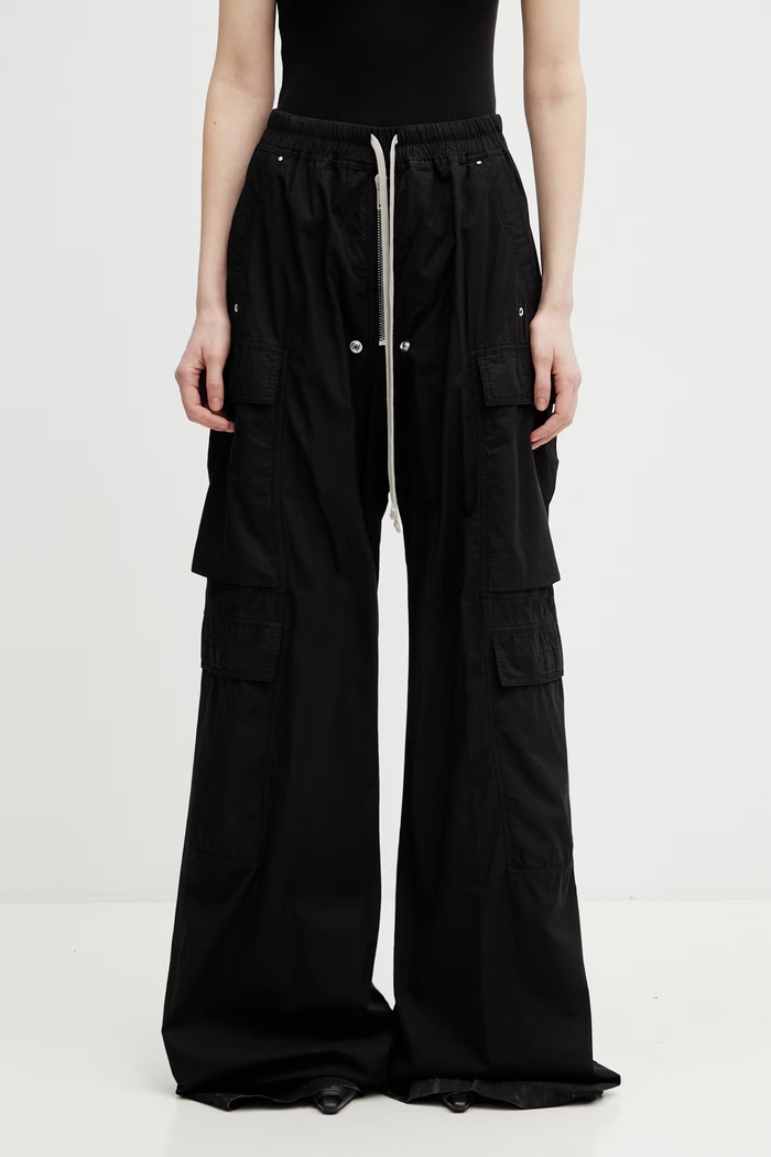 Rick Owens DRKSHDW Double Cargo Jumbo панталон памучен дамски черен DS01F4324.CR