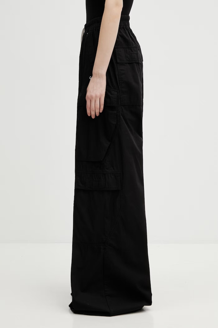 Rick Owens DRKSHDW Double Cargo Jumbo панталон памучен дамски DS01F4324.CR черен SS26