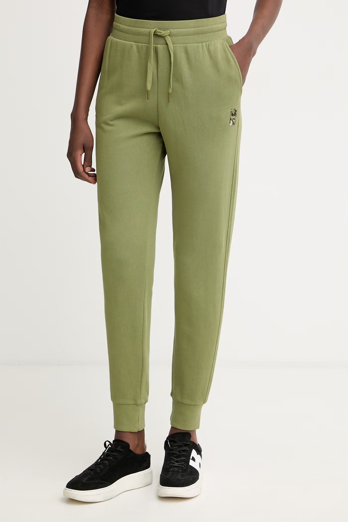 Armani Exchange spodnie dresowe damskie bawełniane zielony XW001733.AF18990