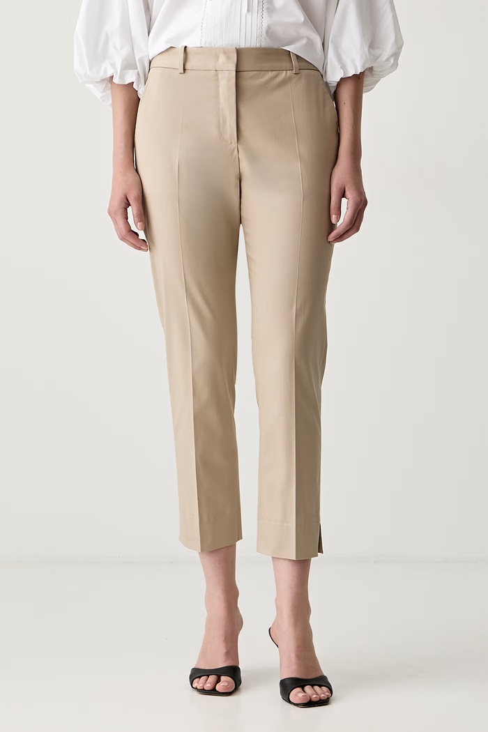 BOSS pantaloni carrot pentru femei, din bumbac cu elastan Tapria-Crop2 bej 50551937