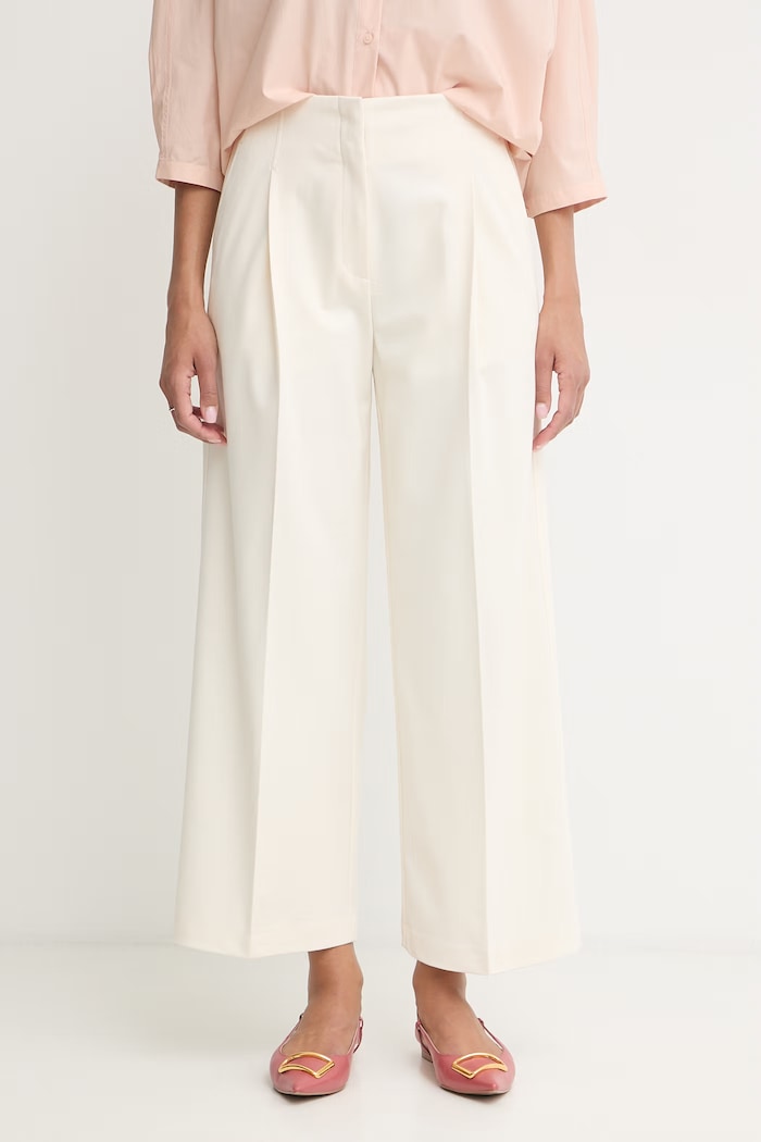 BOSS pantaloni pentru femei, cu vâscoză Tulotta bej 50562199