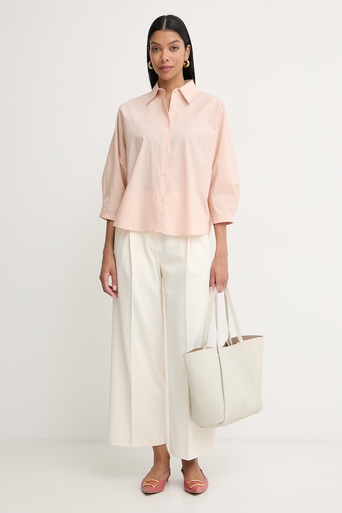 BOSS pantaloni pentru femei, cu vâscoză Tulotta 50562199 bej SS26