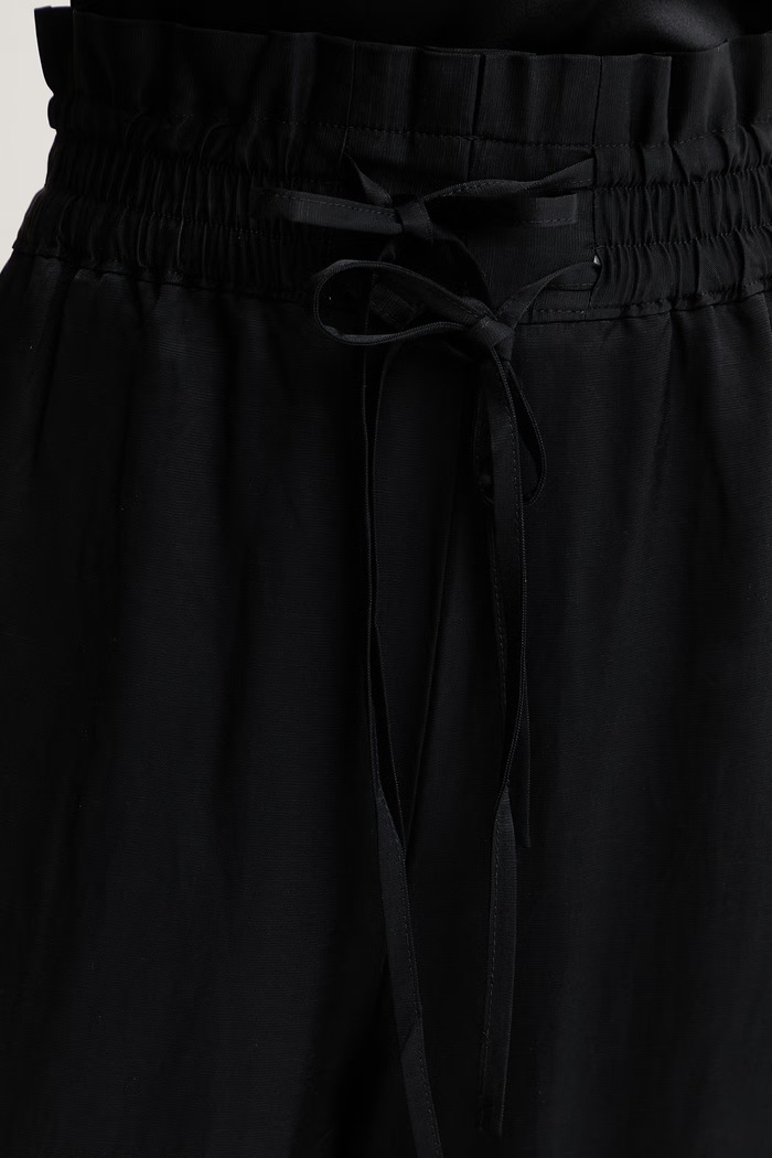 BOSS Orange pantaloni wide leg pentru femei, cu amestec de in C Tacola negru 50556859
