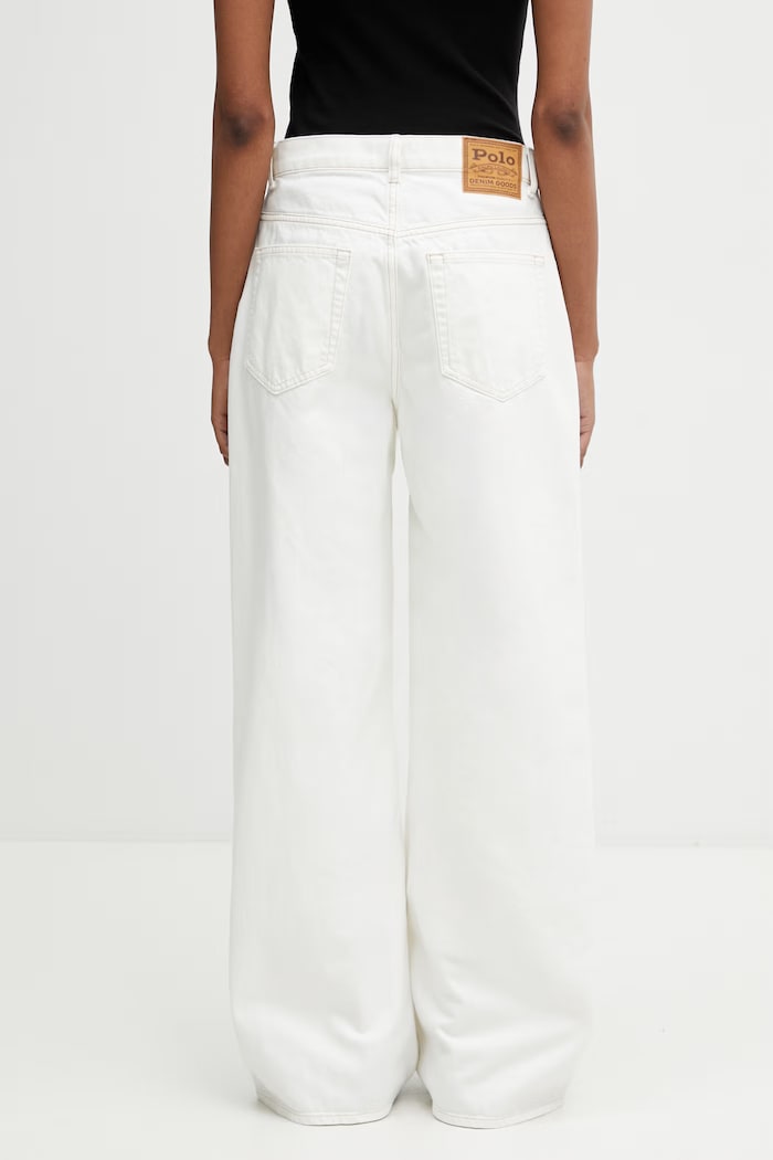 Odzież Polo Ralph Lauren RIGID DENIM-WVN-PANTS spodnie straight bawełniane damskie 211A12710001 beżowy
