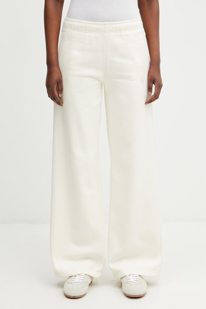 Anine Bing KACEY SWEATPANT MONOGRAM - CREAM spodnie dresowe bawełniane damskie beżowy A.03.12163.CRM01