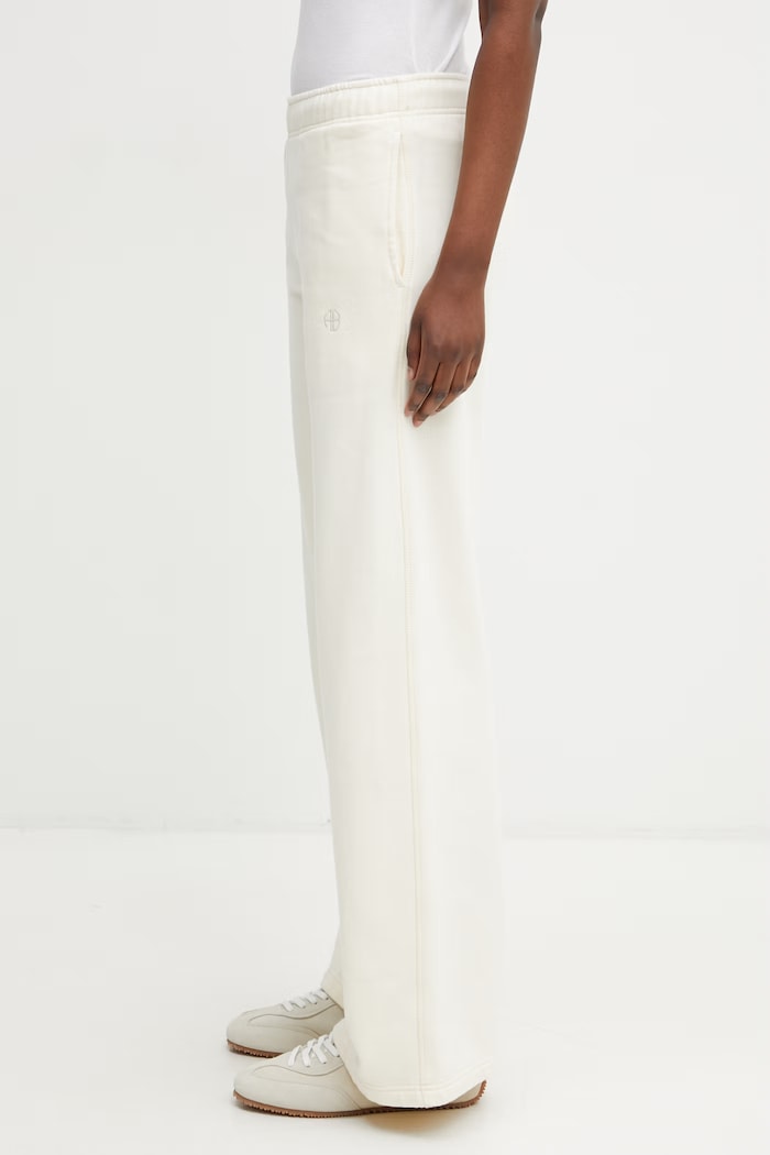 Anine Bing KACEY SWEATPANT MONOGRAM - CREAM spodnie dresowe bawełniane damskie A.03.12163.CRM01 beżowy SS26