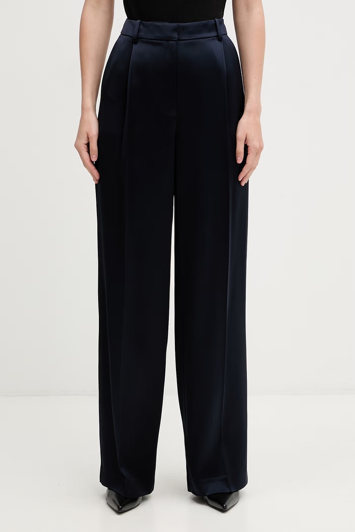 Anine Bing TRENT TROUSER - NAVY παντελόνι από βισκόζη γυναικείο σκούρο μπλε A.03.12021.NAV01