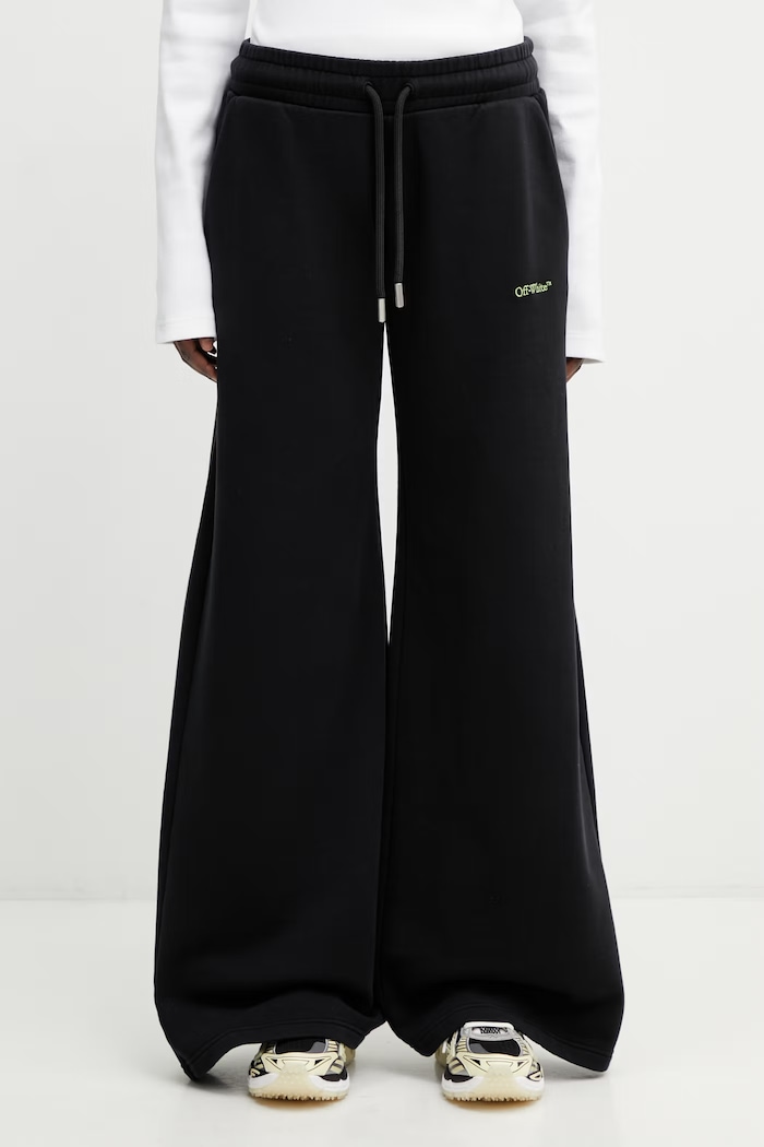 Off-White Bookish Reg pantaloni de trening pentru femei din bumbac negru 2CH022S26FLE001