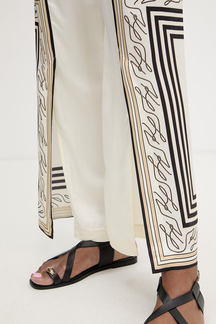 Karl Lagerfeld nohavice dámske z viskózy béžová B2W10025