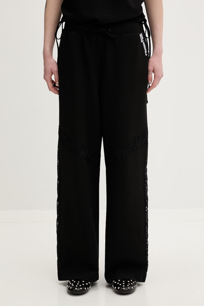 Karl Lagerfeld Jeans teplákové nohavice dámske s bavlnou čierna B2W10065