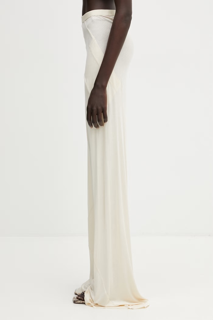 Rick Owens Lilies nohavice dámske z viskózy Bias LI01F7332.RV béžová SS26