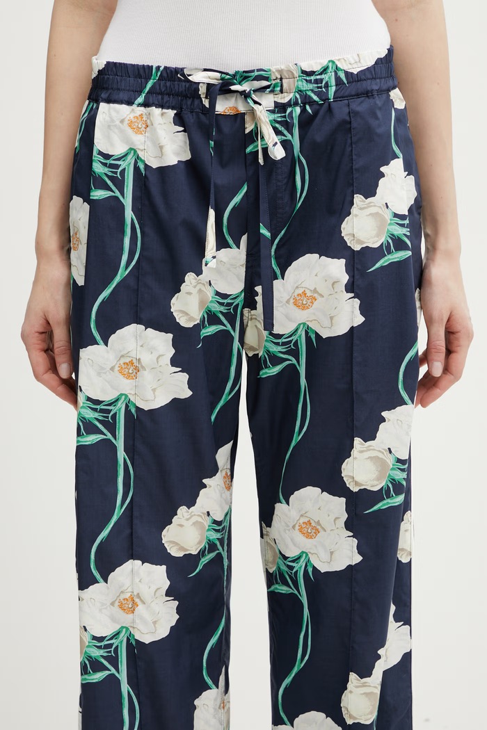 Kenzo Pants trousers cotton Women's navy FG52PA1239O2
