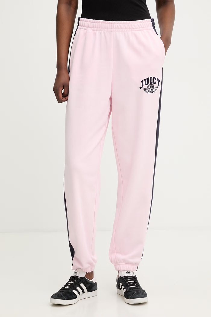 Juicy Couture donji dio trenirke ženski s pamukom CREST TRACKPANT roza JCSBJ126402