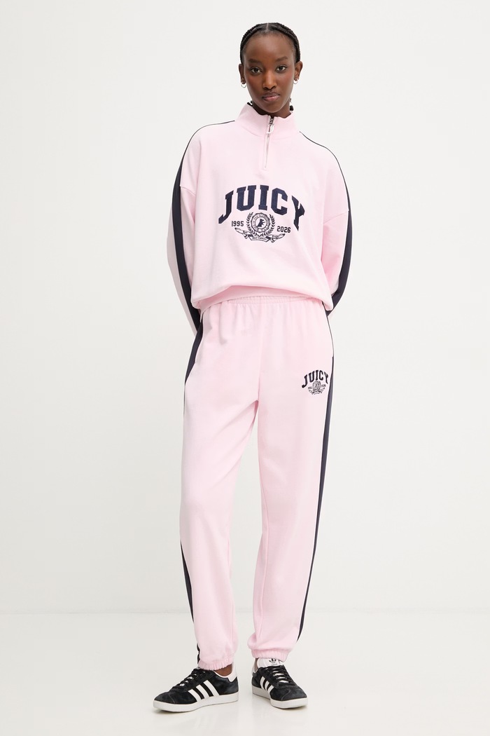 Juicy Couture donji dio trenirke ženski s pamukom CREST TRACKPANT JCSBJ126402 roza SS26