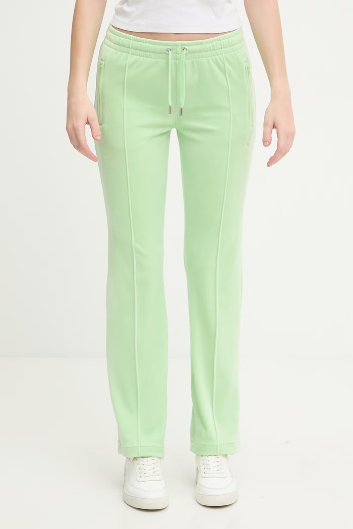 Odzież Juicy Couture spodnie dresowe damskie welurowe TINA COL OUT TR JCWBJ126327 zielony