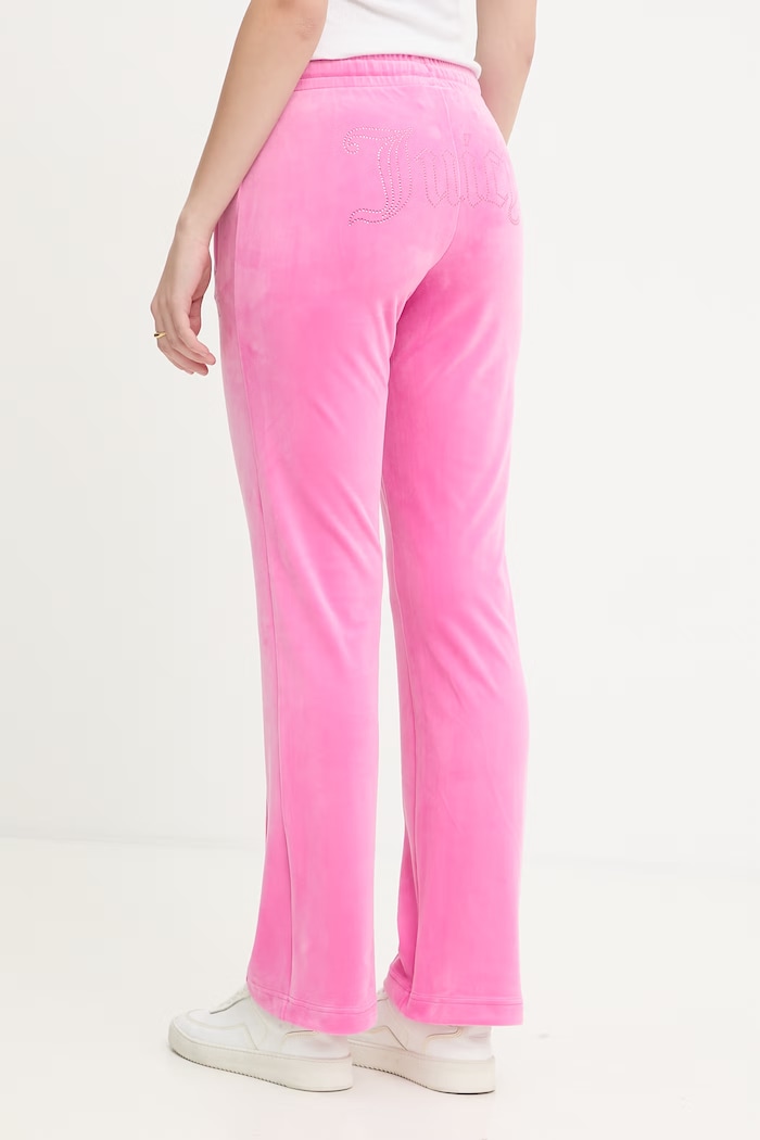 Juicy Couture spodnie dresowe damskie welurowe TINA COL OUT TR różowy JCWBJ126327