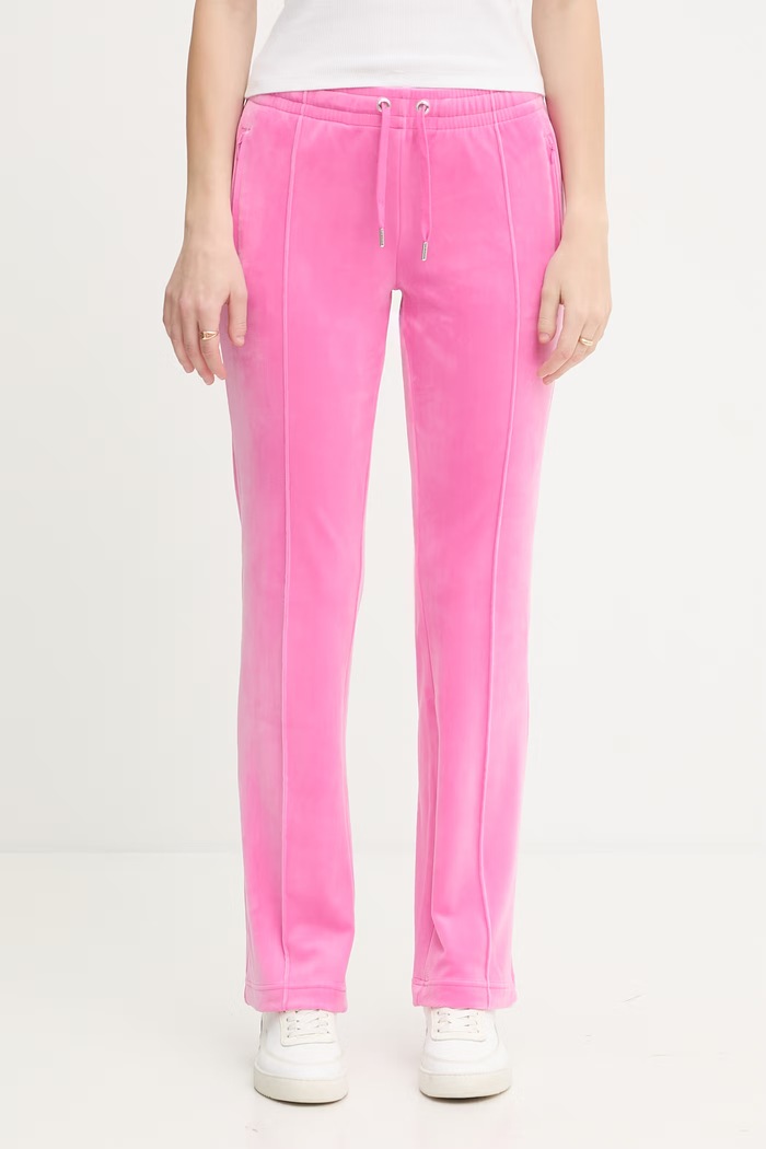 Odzież Juicy Couture spodnie dresowe damskie welurowe TINA COL OUT TR JCWBJ126327 różowy