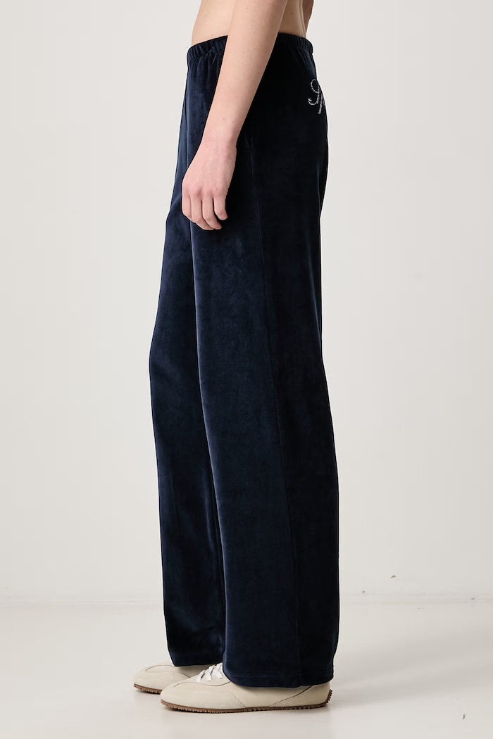 Signature Logo Krystal sweatpants velvet Women's Sporty & Rich PA02273326BL106 navy